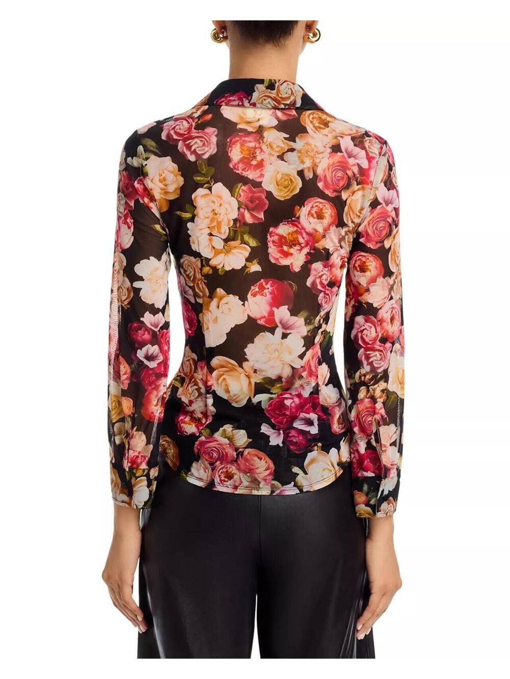 380$ L'agence Dani Mesh Floral Blouse Top Long Sleeves Silk Women's Size L Multi - Picture 2 of 4